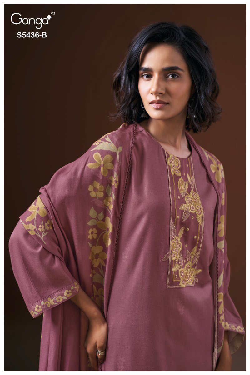 Anthea 5436 By Ganga Wool Pashmina Dress Material